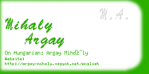 mihaly argay business card